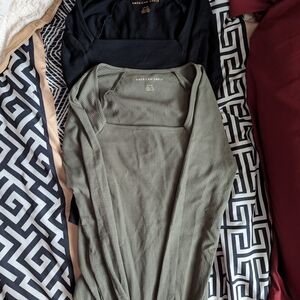 NWT American Eagle Black and Olive Ribbed Long Sleeved Bodsysuits